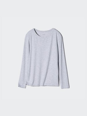 UNIQLO AIRism - лонгслив с круглым вырезом - 03 GRAY