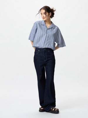 UNIQLO - полосатая рубашка из смеси хлопка и льна - 64 BLUE