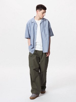 UNIQLO - полосатая рубашка из смеси хлопка и льна - 64 BLUE