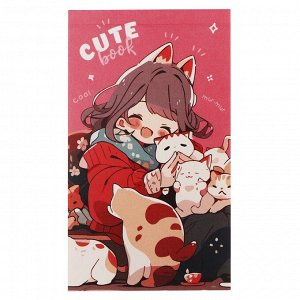 Блокнот А7, 48 листов в клетку на склейке Cute anime, обложка мелованный картон, МИКС