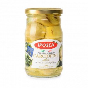 Артишоки целые в масле IPOSEA ст/б 1/290гр/314мл 1/12