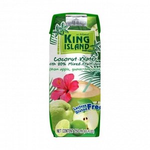 Вода кокосовая с фруктовым соком (лайм, гуава, яблоко), king island, 250мл