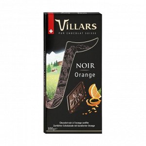 Шоколад темный с цукатами из апельсиновых корочек, villars, 100г