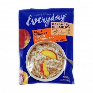 Каша овсяная balanced breakfast персик со сливками, everyday, 40г