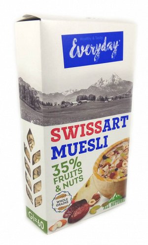 Мюсли swiss art muesli с фруктами, орехами и семечками, картон, everyday, 300г