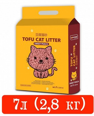 KINGFISHER®️ НАПОЛНИТЕЛЬ ДЛЯ КОШАЧЬИХ ТУАЛЕТОВ ТОФУ (TOFU) "SWEET PEACH", с ароматом сладкого персика, пакет 2,8 кг (7 литров)