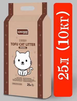KINGFISHER®️ НАПОЛНИТЕЛЬ ДЛЯ КОШАЧЬИХ ТУАЛЕТОВ ТОФУ (TOFU) "ORIGINAL", с ароматом ванили, мешок 10 кг (25 литров)