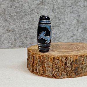Бусина Дзи с инкрустацией серебра, 3см