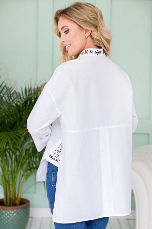 Блуза с надписями цвет белый Б-115-3