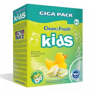 CLEAN&FRESH Таблетки для ПММ  "Clean & Fresh" KIDS  All in 1 100шт