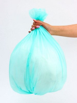 Мешки для мусора в рулоне ПСД 60 л, бирюзовые, 18 мкм 10 шт. 58x62 см