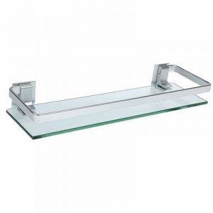 Полка для ванной комнаты, алюминий, стекло 40х12х6 см