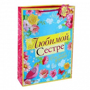 Сумочка пакет картон 320*440мм Любимой сестре Арт-820128 L