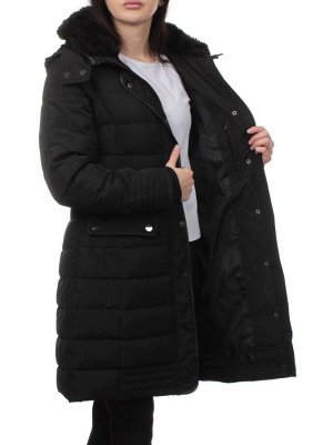 B-15 BLACK Пальто зимнее стеганое женское (200 гр. холлофайбер)