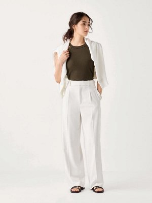UNIQLO - женские широкие брюки с высокой талией - 00 WHITE