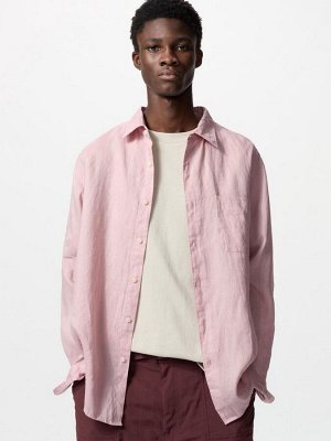 UNIQLO - мужская рубашка из премиального льна - 12 PINK