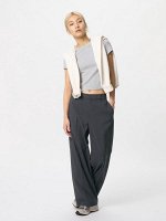 UNIQLO - классические широкие брюки свободного кроя - 08 DARKGRAY