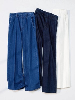 UNIQLO - широкие джинсы на эластичной талии - 04 GRAY