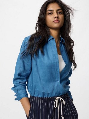 UNIQLO - льняная рубашка премиум-класса - 65 BLUE