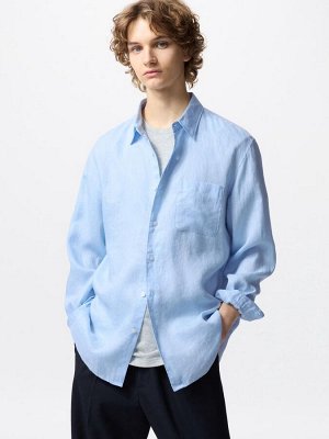 UNIQLO - мужская рубашка из премиального льна - 61 BLUE