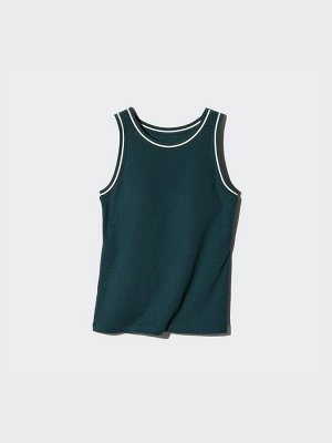 UNIQLO - хлопковая майка в рубчик с чашечками - 59 DARKGREEN