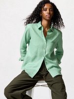UNIQLO - льняная рубашка премиум-класса - 53 GREEN