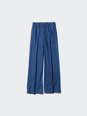 UNIQLO - широкие джинсы на эластичной талии, увеличенная длина - 69 NAVY