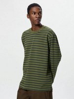 UNIQLO AIRism - свободная кофта в полоску из хлопка - 56 OLIVE