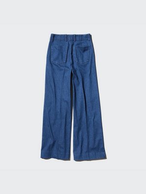 UNIQLO - широкие джинсы на эластичной талии, увеличенная длина - 69 NAVY