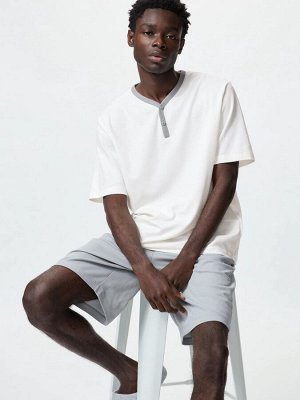 UNIQLO AIRism - хлопковый домашний комплект с короткими рукавами - 01 OFFWHITE