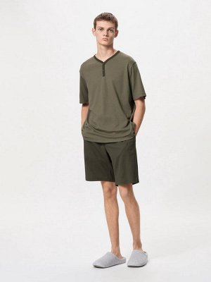 UNIQLO AIRism - хлопковый домашний комплект с короткими рукавами - 09 BLACK