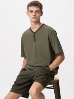 UNIQLO AIRism - домашний комплект с короткими рукавами - 56 OLIVE