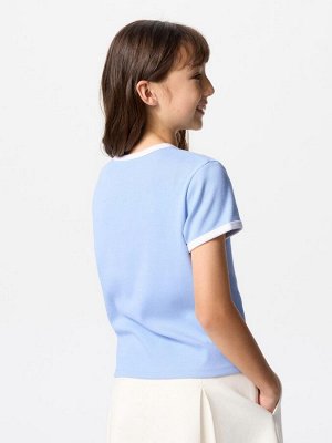 UNIQLO - мягкая футболка с контрастной отделкой для девочек - 11 PINK