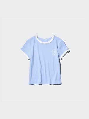 UNIQLO - мягкая футболка с контрастной отделкой для девочек - 11 PINK