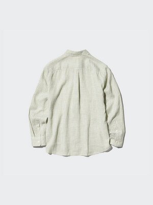 UNIQLO - льняная рубашка премиум-класса в мелкую клетку -  69 NAVY