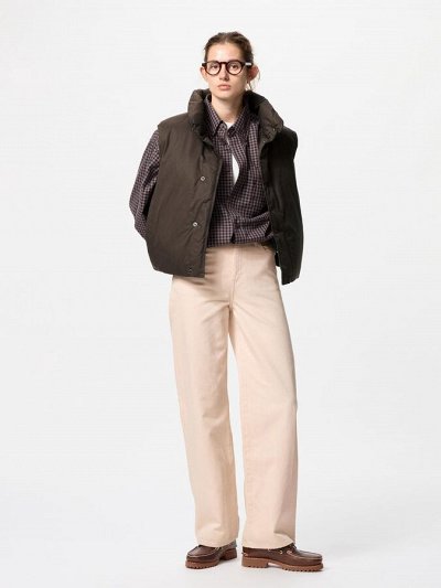 UNIQLO - широкие прямые джинсы увеличенной длины - 10 PINK