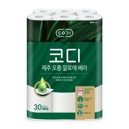 Ультрамягкая туалетная бумага "CODI - Aloe" с лосьоном Алоэ Вера (трехслойная, с тисненым рисунком) 30 м х 30 рулонов