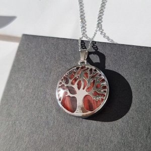 Подвеска "Дерево жизни" с натуральным камнем розовый Халцедон, 1035, арт.218.242