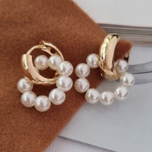 Серьги ювелирная бижутерия Итальянское золото (покрытие желтое 14к), вставка: искусственный жемчуг, арт.213.343