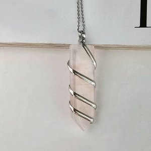 Кулон из натурального камня розовый Кварц, 1055, арт.218.230
