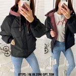 Куртка Женская 8508 &quot;Двухцветная Капюшон&quot; Черная