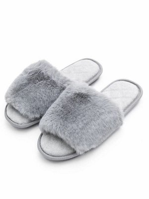 Тапочки Мех крест AMARO HOME Bunny Открытый нос (черный) 40-41