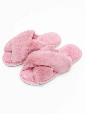 Тапочки Мех крест AMARO HOME Bunny Открытый нос (молочный) 40-41