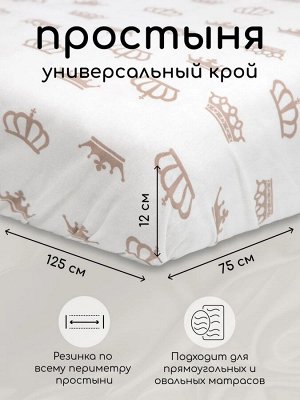 Комплект в кроватку 3 предмета AmaroBaby BABY BOOM (Короны Принцессы, поплин)