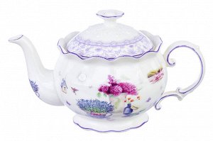 Чайник  700 мл 22*12.5*13 см "Лаванда" рифленый. NEW BONE CHINA