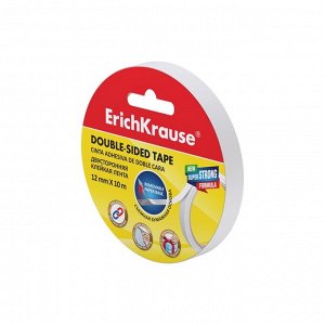 Клейкая лента двусторонняя ErichKrause, 12 мм x 10 м, прозрачная