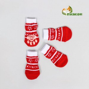 Носки нескользящие «Снежинки» , M (3/4x7 см), набор 4 шт.