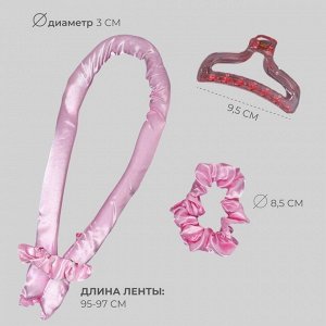 Мягкие бигуди «Волшебный локон», 4 предмета: бигуди, резинки - 2 шт, крабик, цвет розовый