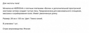 Мочалка для мужчин (с плотным плетением жесткая), 28 см х 120 см Цвет: Темно-синий