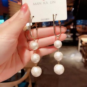 Серьги женские с жемчугом удлиненные
